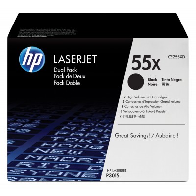 HP 55X DUAL PACK BLACK CRTG LASERJET P3015