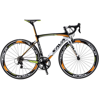  Bici da Corsa in Carbonio,Warwind3.0 700C / 18 velocita'/ 44cm/ black orange